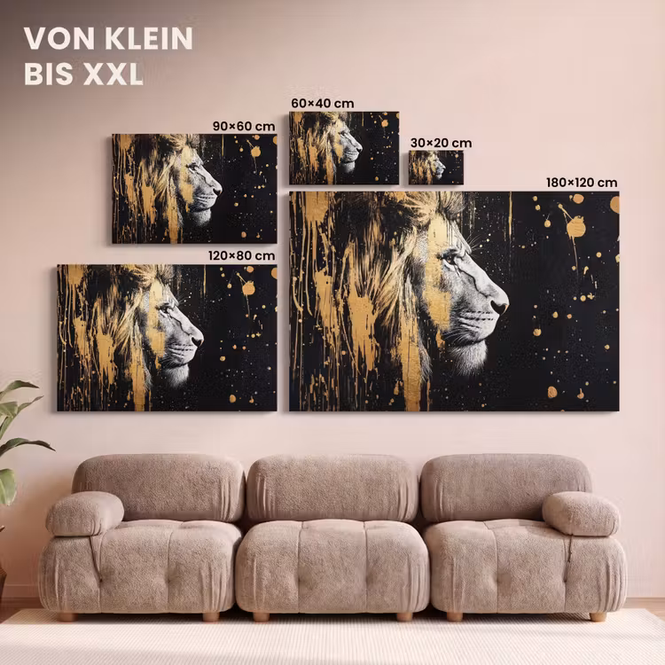 Leinwandbild - Porträt - Löwe - Abstrakt - Gold — 6
