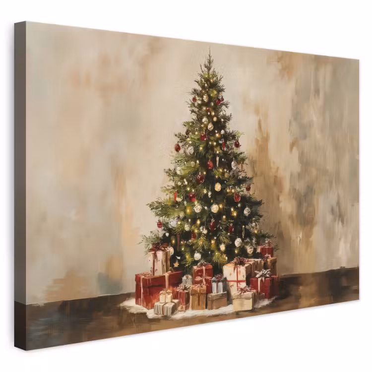 Leinwandbild - Weihnachtsbaum - Geschmückt - Farbenfroh — 1