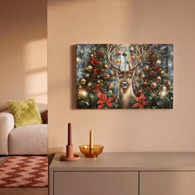 Leinwandbild - Weihnachtsfeier - Tannenwald - Rot — 2