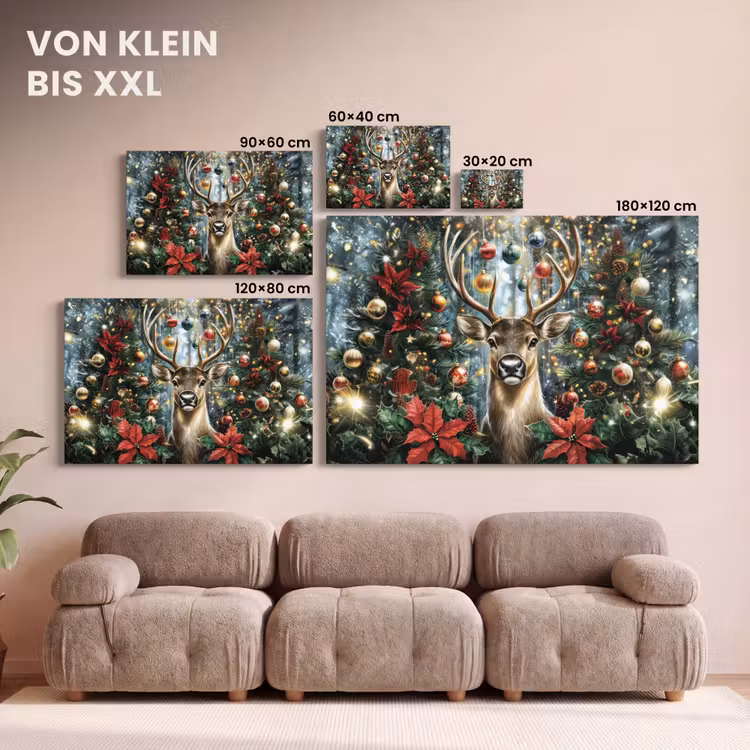 Leinwandbild - Weihnachtsfeier - Tannenwald - Rot — 6