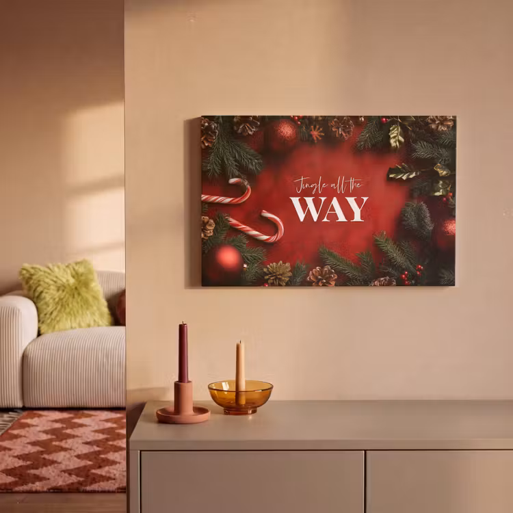 Leinwandbild - Weihnachten - Zitat - Rot - Weihnachtskugeln — 2