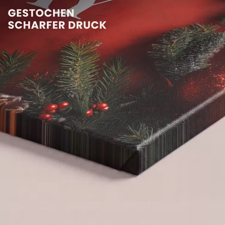 Leinwandbild - Weihnachten - Zitat - Rot - Weihnachtskugeln — 4
