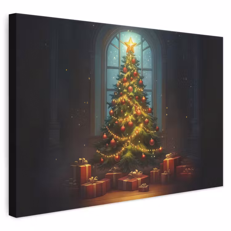 Leinwandbild - Weihnachtsbaum - Geschenk - Winter — 1