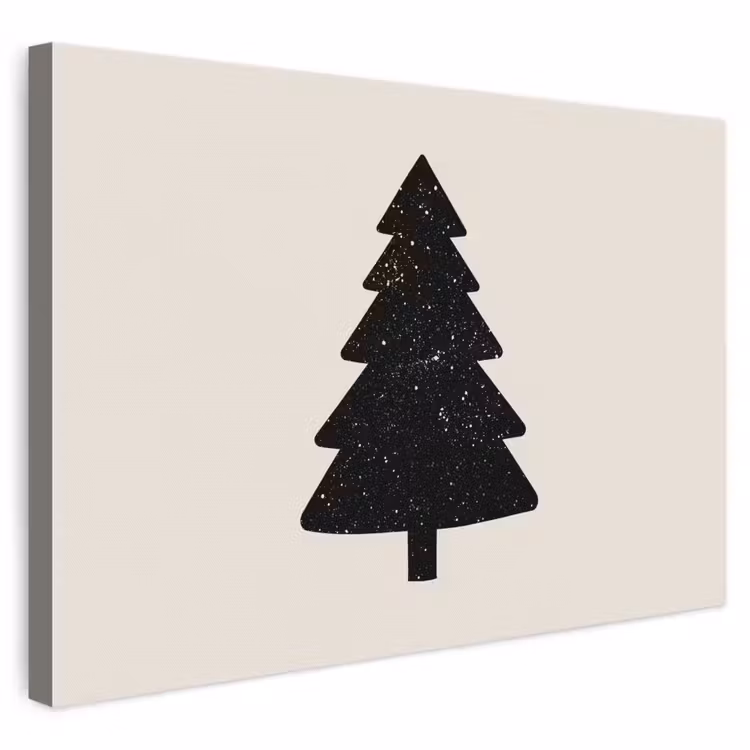 Leinwandbild - Weihnachtsbaum - Schwarz - Urlaub - Beige — 1