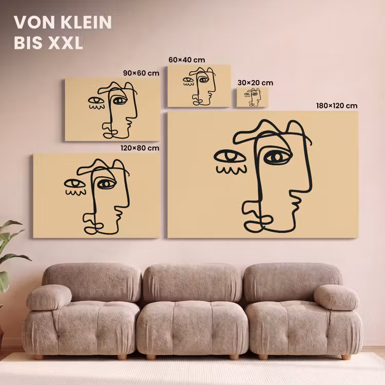 Leinwandbild - Überlappende Profile - Hellbraun - Schwarz — 6