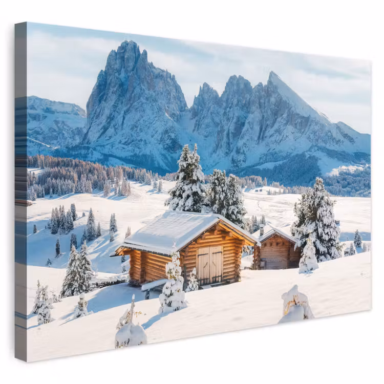 Leinwandbild - Winter - Hütte - Berge - Aussicht - Schnee — 1