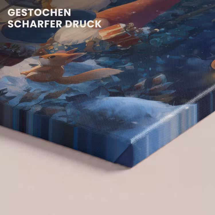 Leinwandbild - Winter - Zwerge - Eichhörnchen - Mehrfarbig — 4
