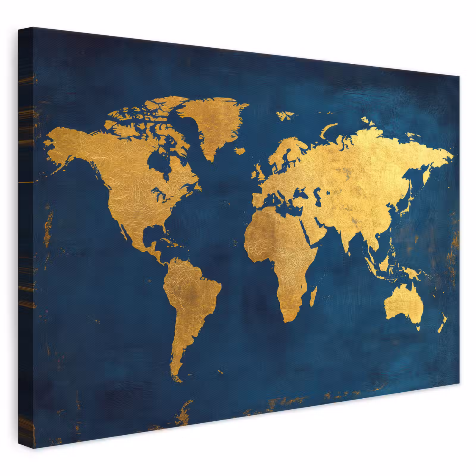 Leinwandbild - Weltkarte - Gold - Dunkelblau — 1