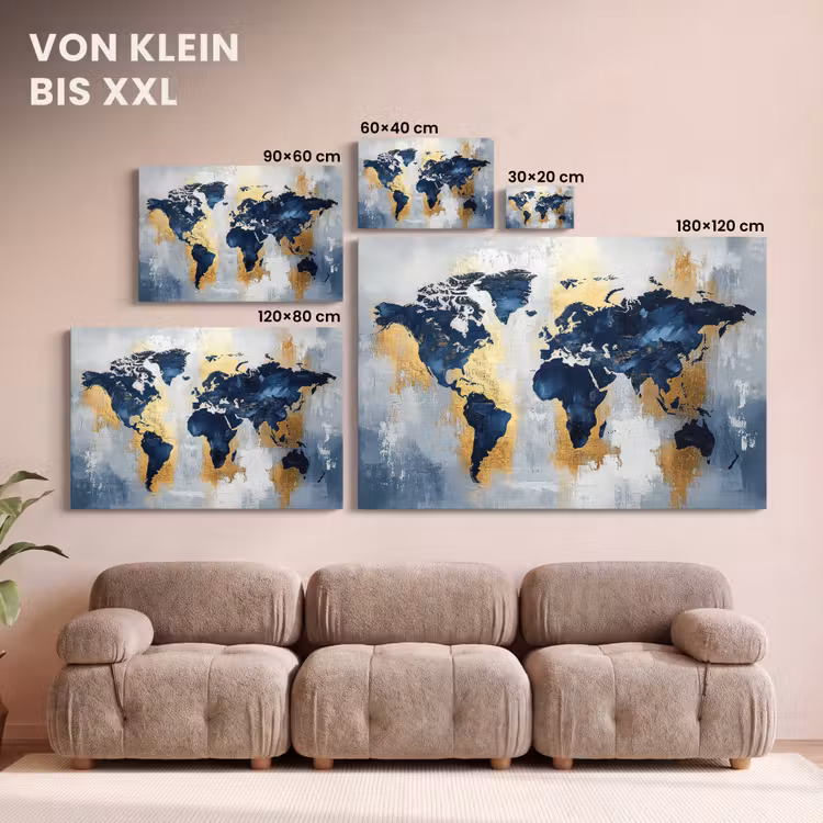 Leinwandbild - Weltkarte - Blau - Abstrakt — 6