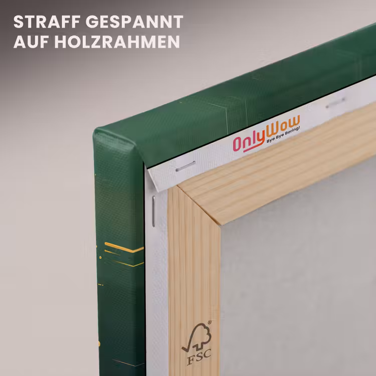 Leinwandbild - Weltkarte - Grün - Gold — 5