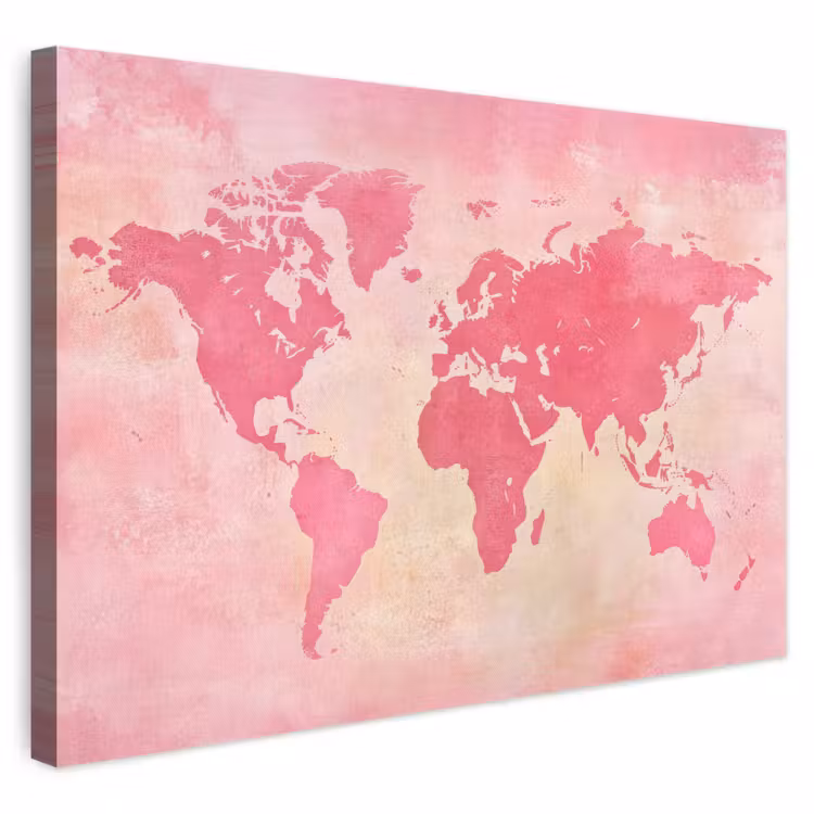 Leinwandbild - Weltkarte - Rosa - Unscharf — 1