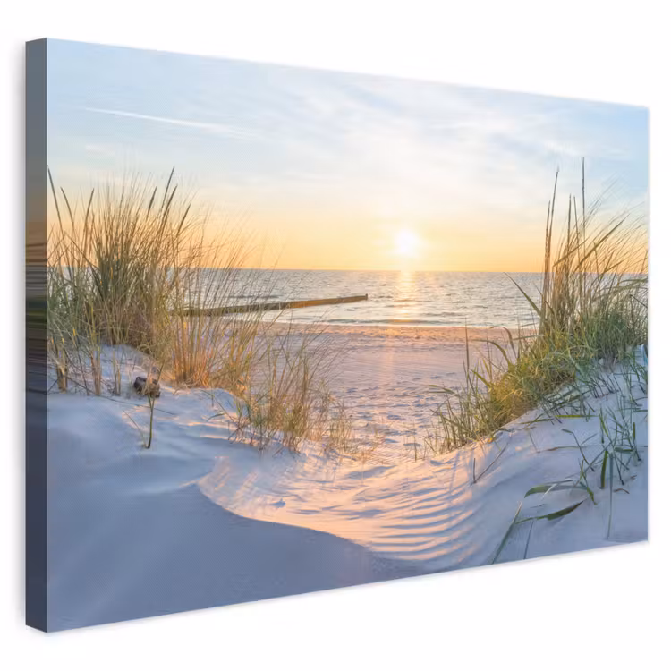 Leinwandbild - Strand - Sonne - Düne - Gras - Sand - Horizont — 1
