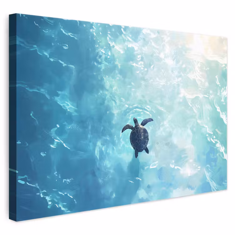 Leinwandbild - Schildkröte - Meer - Blau - Glitzern — 1