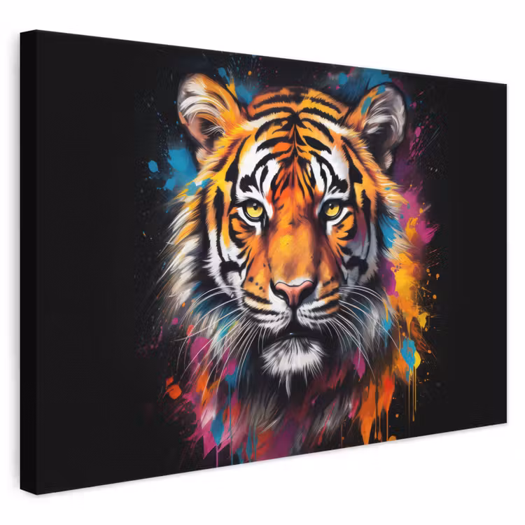 Leinwandbild - Tiger - Graffiti - Tiere - Schwarz — 1