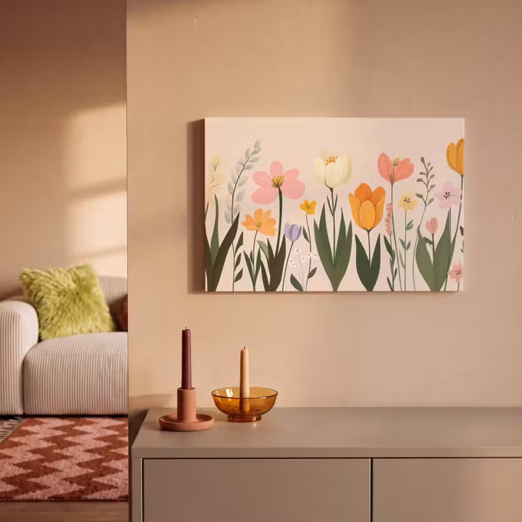 Leinwandbild - Pastelltöne - Blumen - Illustration — 2