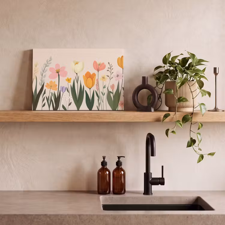 Leinwandbild - Pastelltöne - Blumen - Illustration — 3