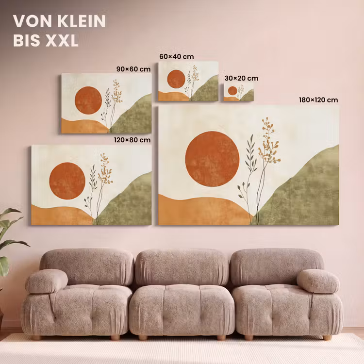 Leinwandbild - Sonne - Abstrakt - Äste - Orange — 6