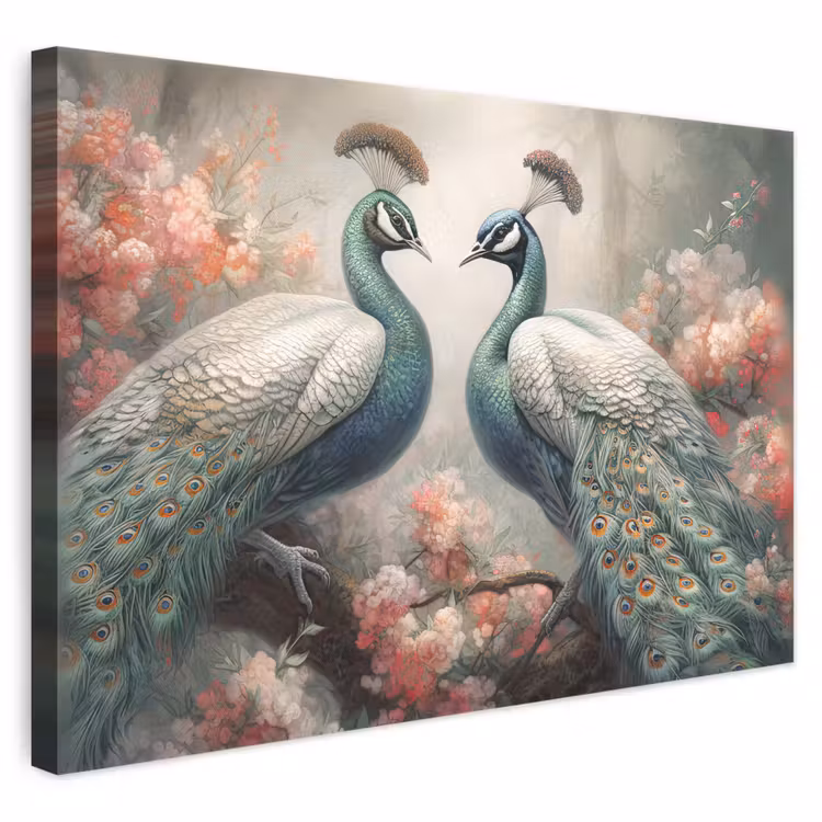 Leinwandbild - Pfaue - Pfauenfedern - Vögel - Natur — 1