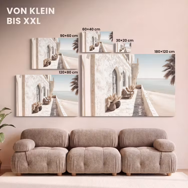 Leinwandbild - Terrasse - Stühle - Strand - Beige — 6