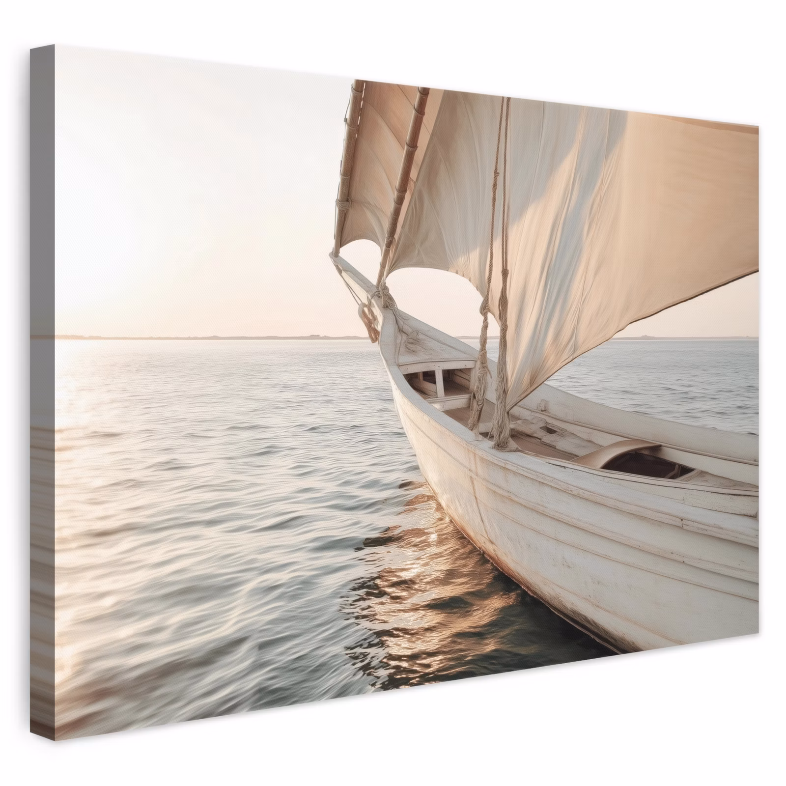 Leinwandbild - Segelboot - Meer - Beige - Sonne — 1