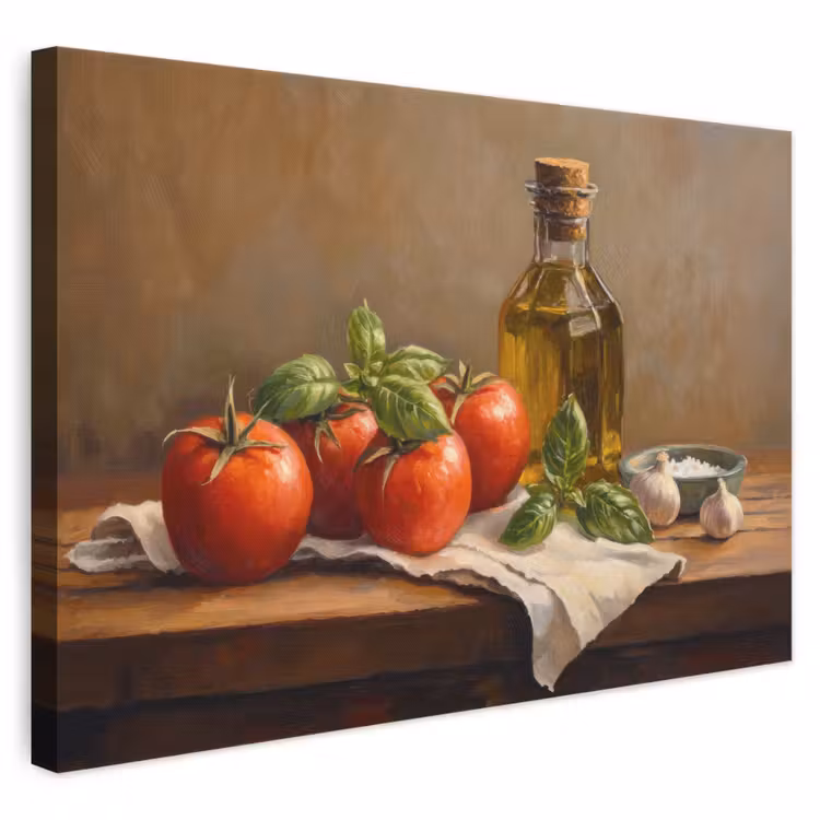 Leinwandbild - Tomaten - Olivenöl - Stilleben — 1