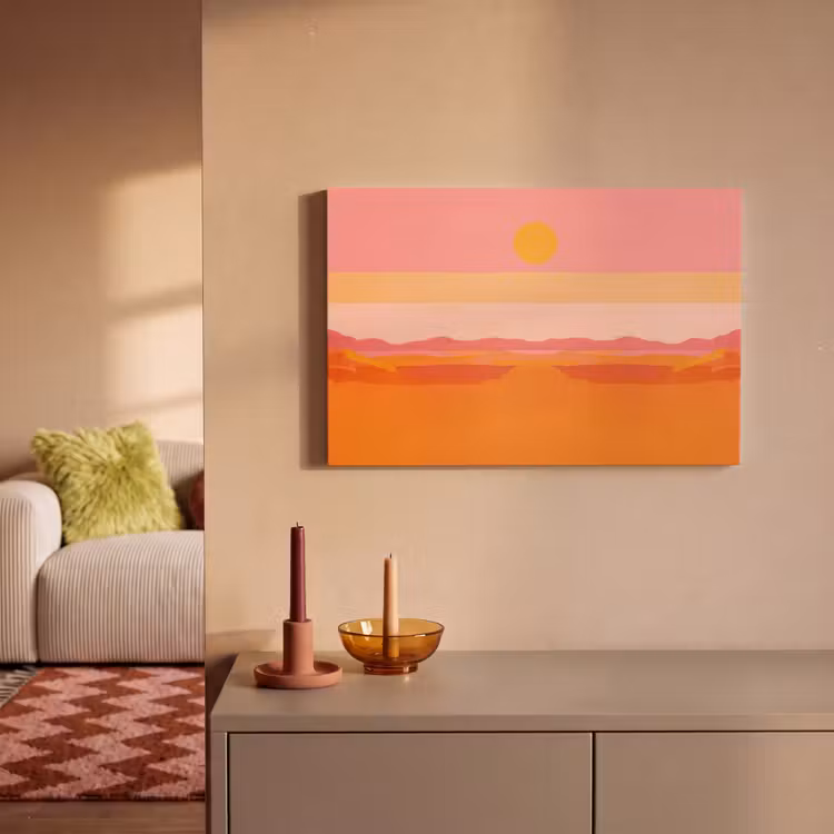 Leinwandbild - Sonne - Abstrakt - Landschaft - Orange — 2