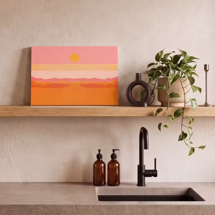 Leinwandbild - Sonne - Abstrakt - Landschaft - Orange — 3