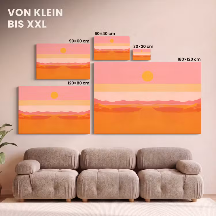 Leinwandbild - Sonne - Abstrakt - Landschaft - Orange — 6