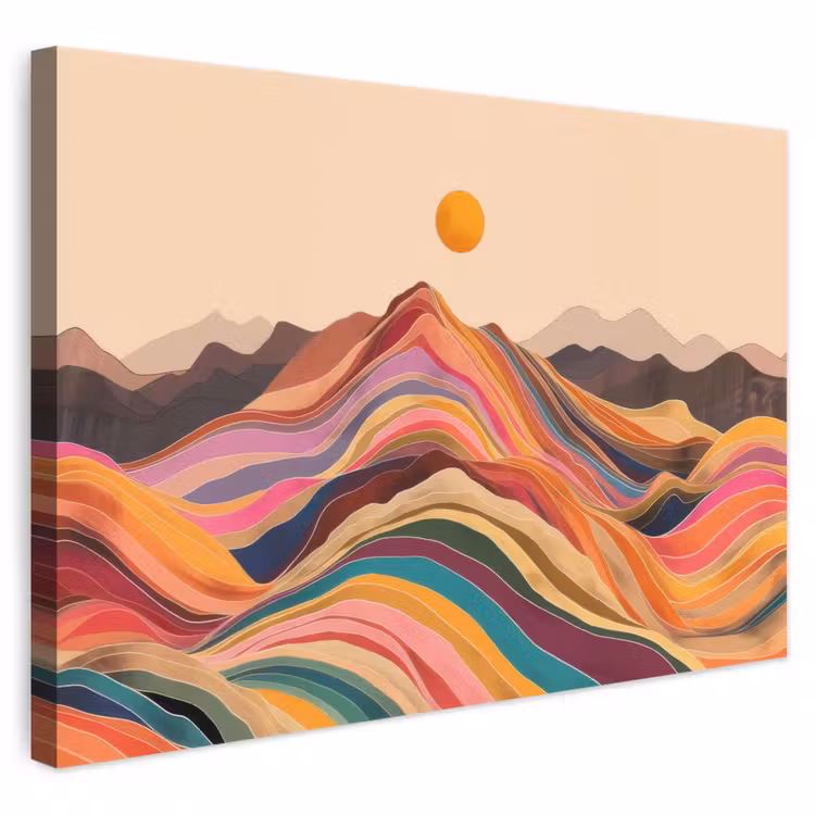 Leinwandbild - Sonne - Bunte Landschaft - Berge — 1