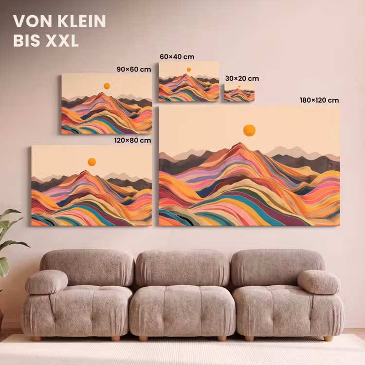 Leinwandbild - Sonne - Bunte Landschaft - Berge — 6