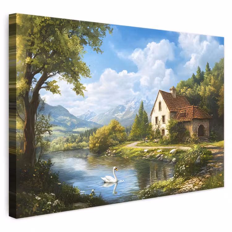 Leinwandbild - Schwan - Bäume - Ruhe — 1