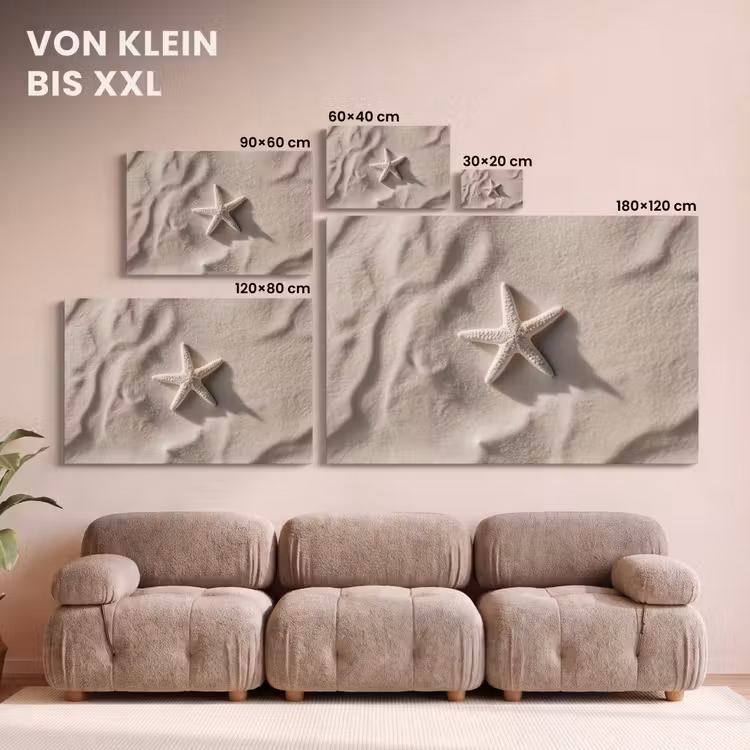 Leinwandbild - Strand - Seestern - Sand - Beige — 6