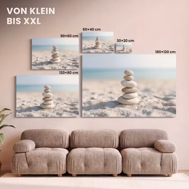 Leinwandbild - Steine - Stapel - Sand - Meer — 6