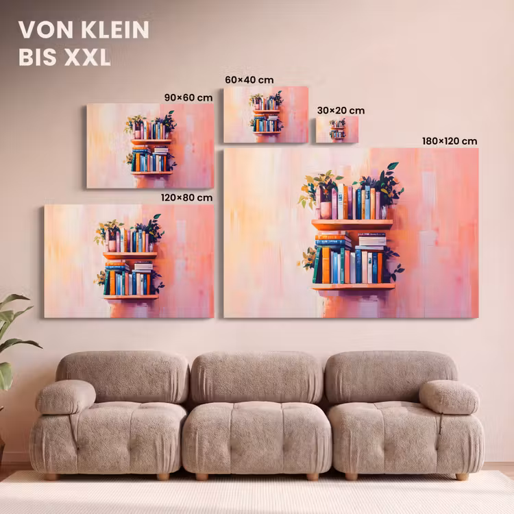 Leinwandbild - Regale - Bücher - Blätter — 6