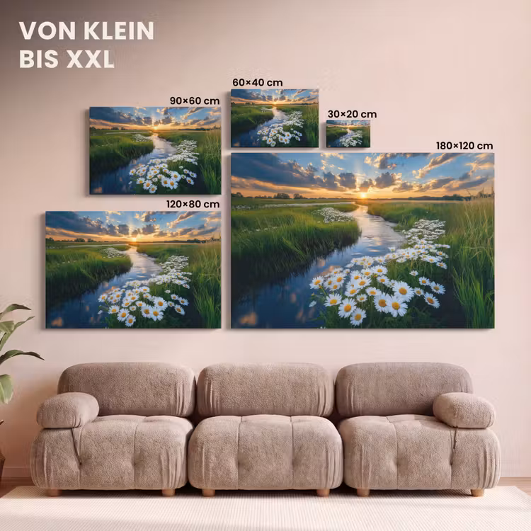 Leinwandbild - Strom - Landschaft - Gänseblümchen — 6