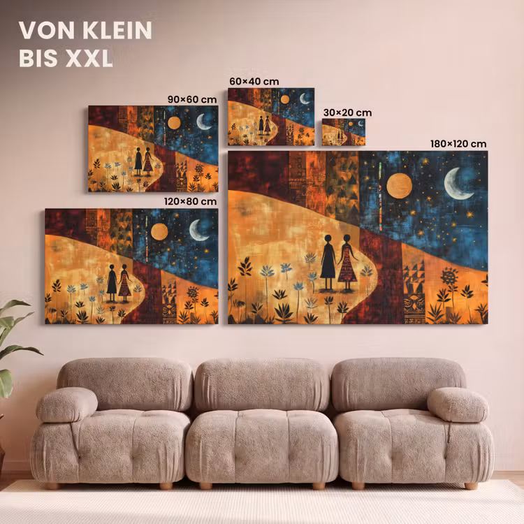 Leinwandbild - Scherenschnitte - Abstrakt - Sonne - Mond — 6