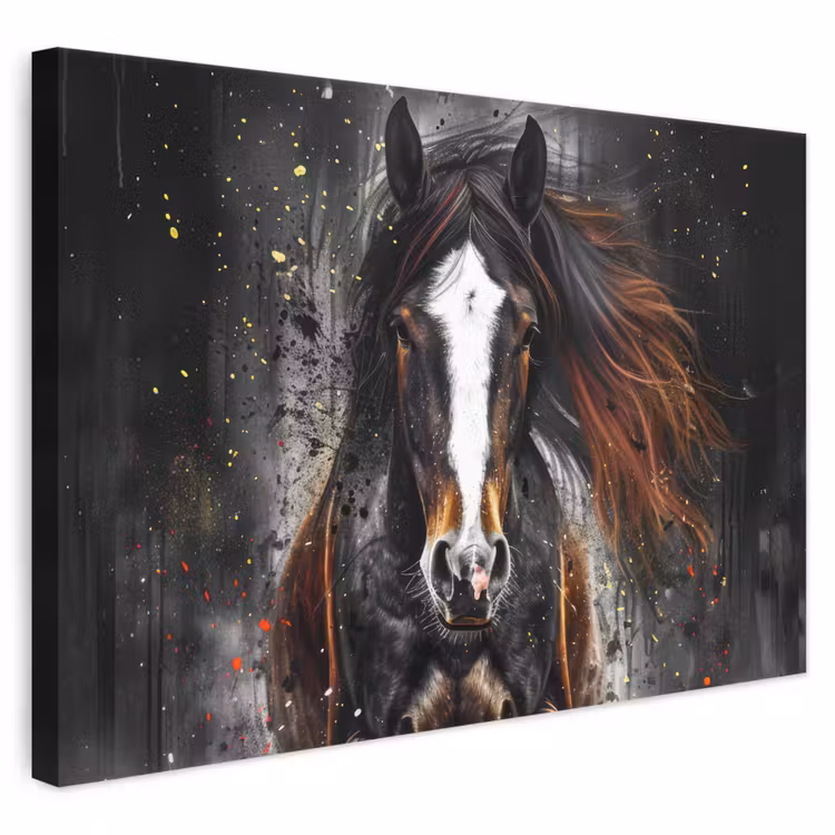 Leinwandbild - Pferd - Tiere - Schwarz - Luxus - Modern — 1