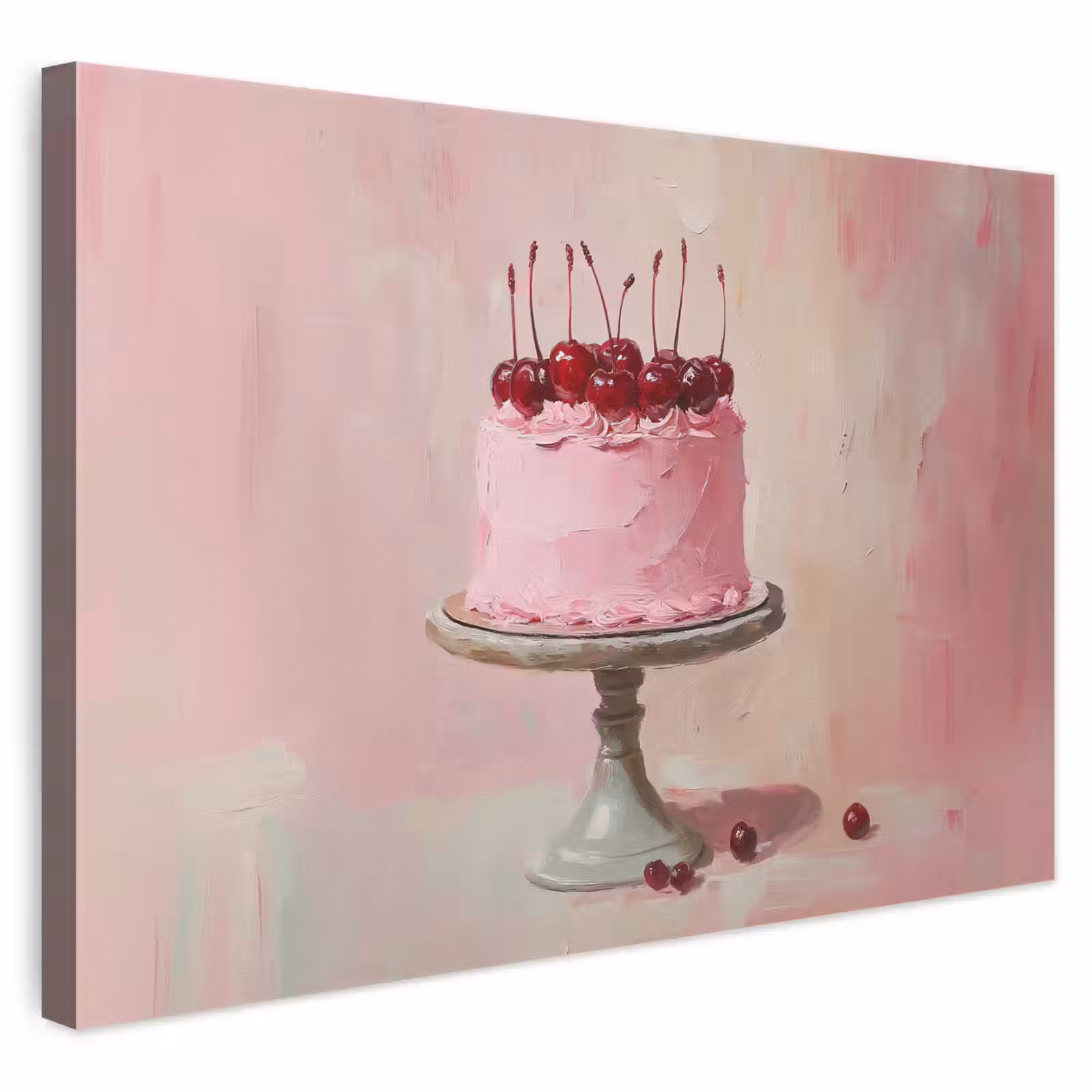 Leinwandbild - Torte - Rosa - Kirsche — 1