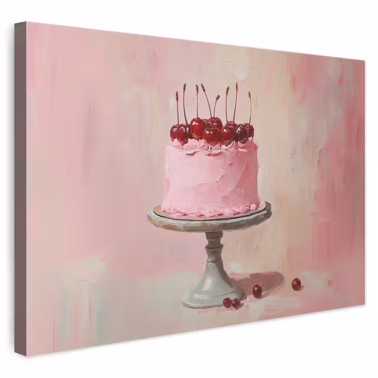 Leinwandbild - Torte - Rosa - Kirsche — 1