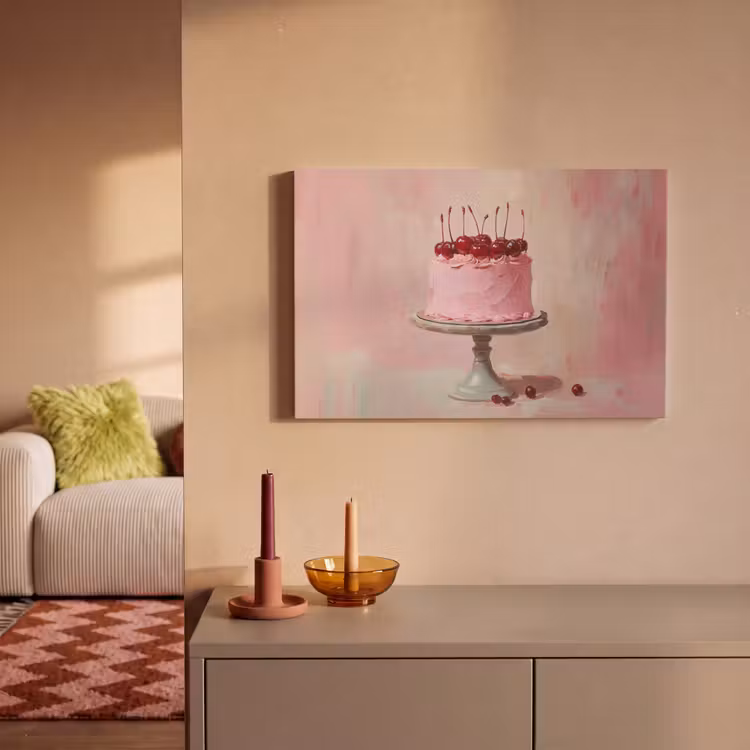 Leinwandbild - Torte - Rosa - Kirsche — 2