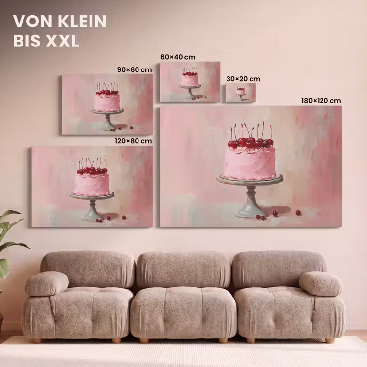 Leinwandbild - Torte - Rosa - Kirsche — 6