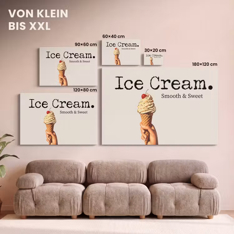 Leinwandbild - Speiseeis - Softeis - Bunt - Kirsche — 6