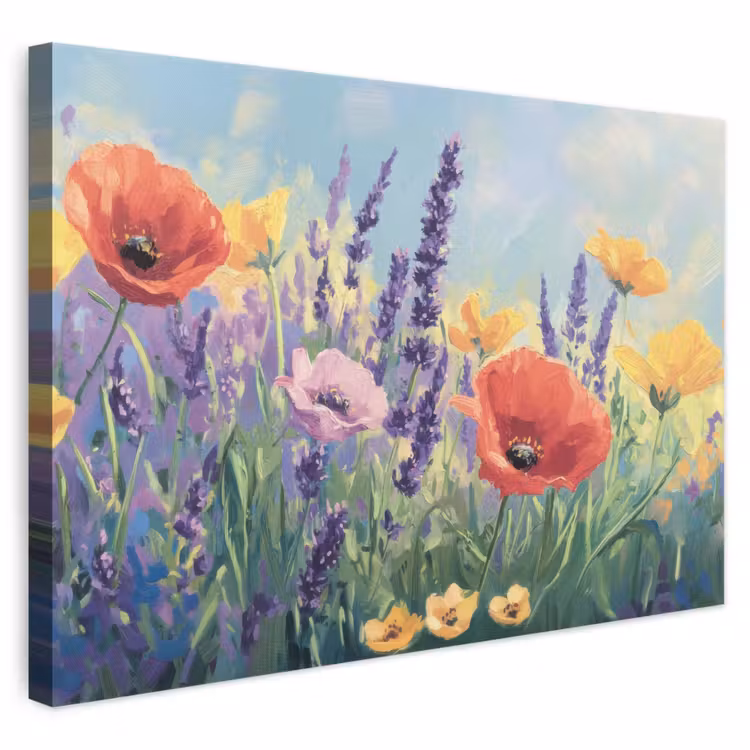 Leinwandbild - Wiese - Blumen - Farbenfroh — 1