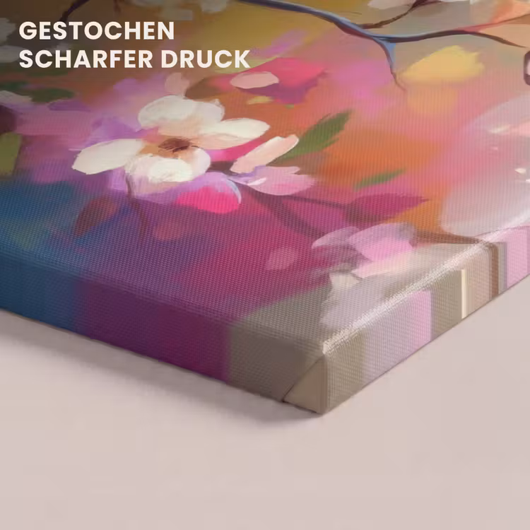 Leinwandbild - Vögel - Blumen - Rosa — 4