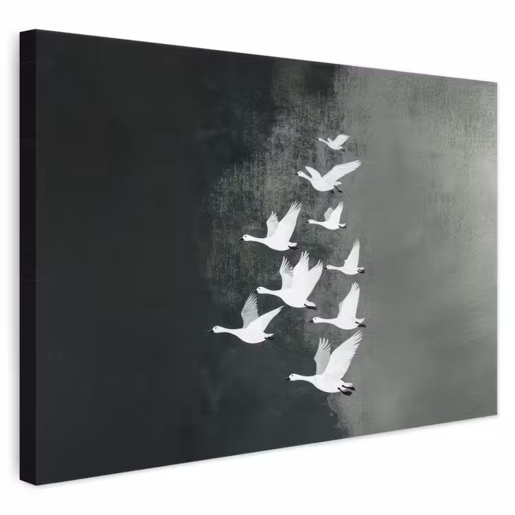Leinwandbild - Vogel - Japandi - Grün — 1