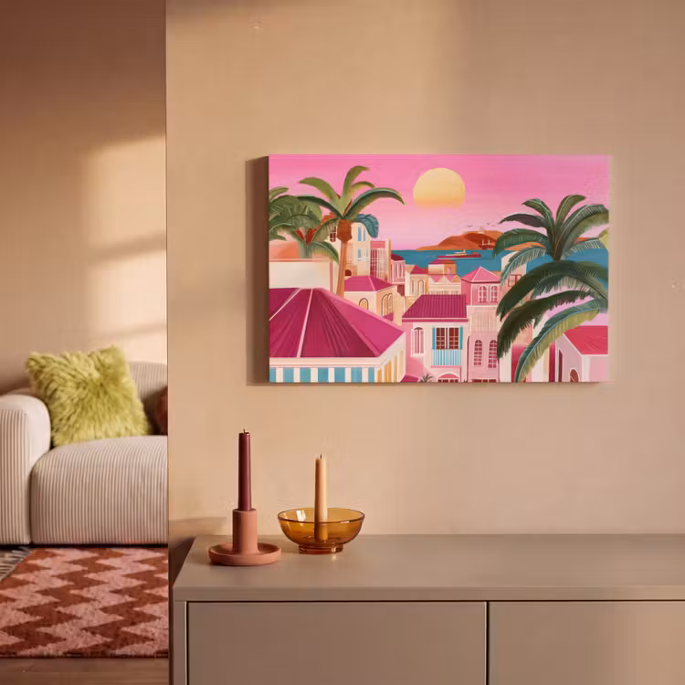 Leinwandbild - Stadt - Rosa - Palmen — 2
