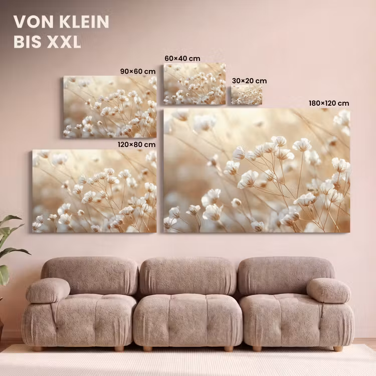 Leinwandbild - Wild - Blumen - Weiß — 6