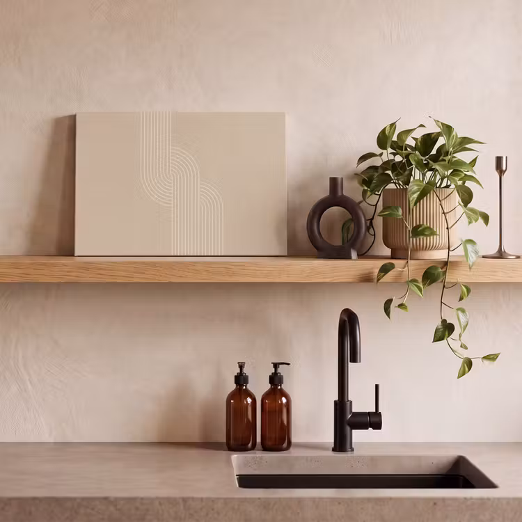 Leinwandbild - Parallele Linien - Leichte Textur - Beige — 3