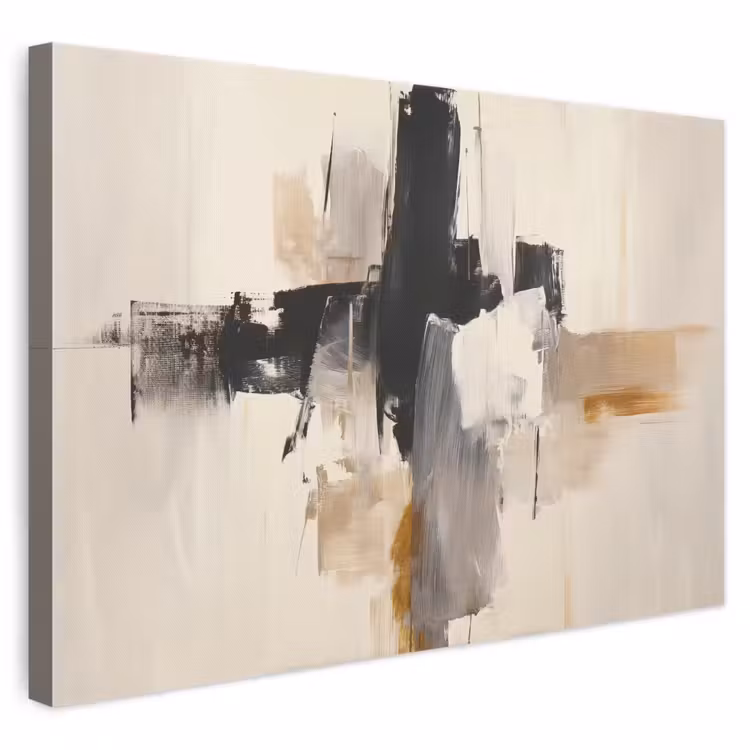 Leinwandbild - Pinselstriche - Grob - Abstrakt - Beige — 1