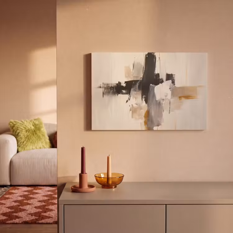Leinwandbild - Pinselstriche - Grob - Abstrakt - Beige — 2